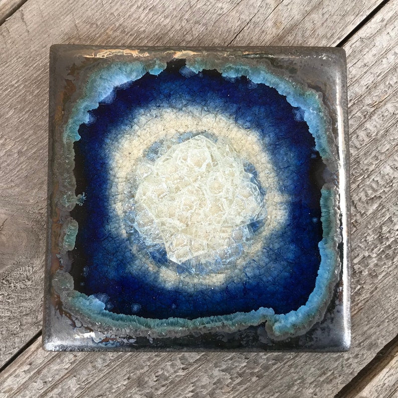 Geode Crackle Ceramic Coaster- Tin Man by Dock 6 Pottery - Lake Effect
