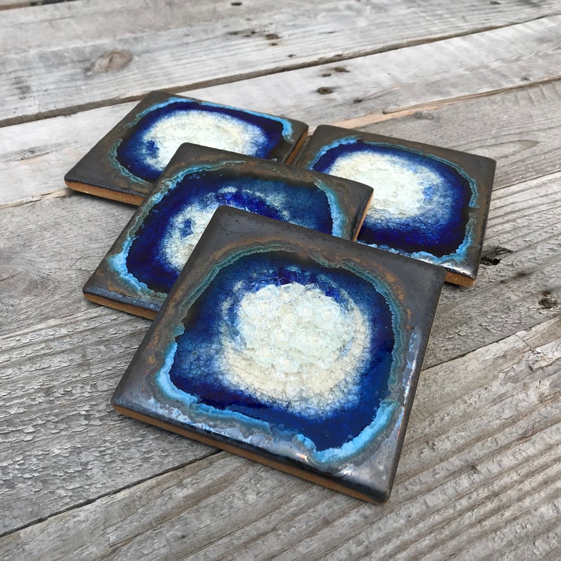 Geode Crackle Ceramic Coaster- Tin Man by Dock 6 Pottery - Lake Effect