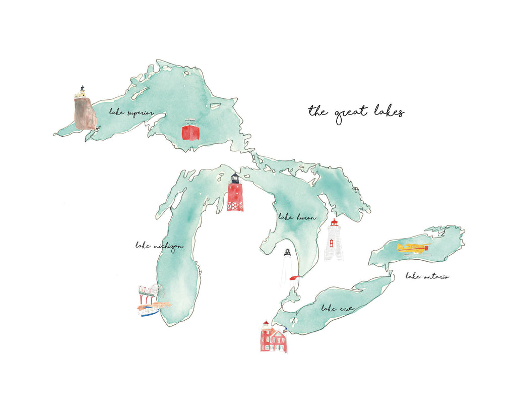 Great Lakes Illustrated Print - Lake Effect