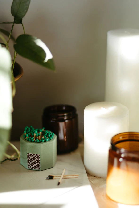 Matcha Tie Dye Match Holder w/ Striker & Green Matches - Lake Effect