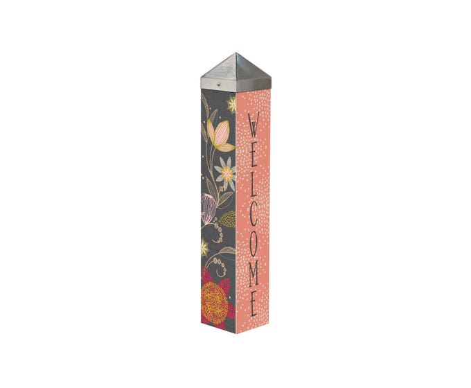Floral Welcome 20" Art Pole by Studio M - Lake Effect