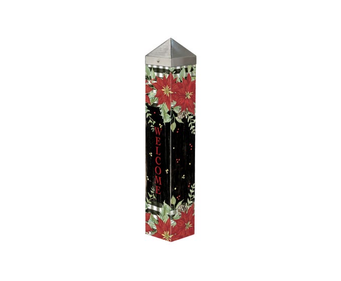 Poinsettias and Checks 20" Art Pole by Studio M - Lake Effect