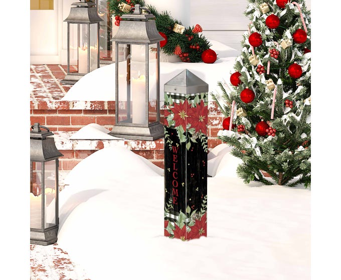 Poinsettias and Checks 20" Art Pole by Studio M - Lake Effect