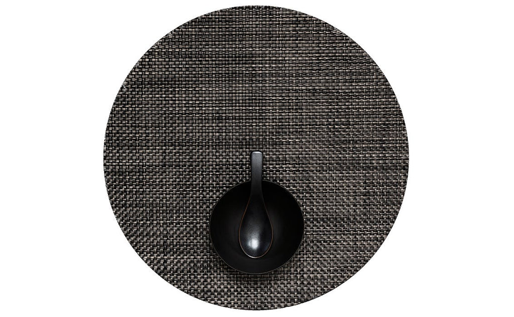 Chilewich Basketweave Round Table Mat- Carbon - Lake Effect